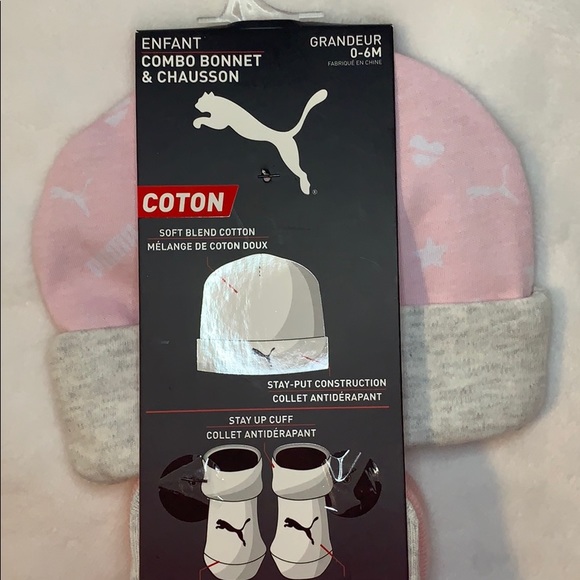 [ Puma ] Newborn Baby Girl’s Pink Hat & Bootie NWT - Picture 5 of 5
